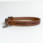 Coleira personalizada de couro para gatos Coffee