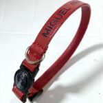 Coleira personalizada de couro para gatos vermelha
