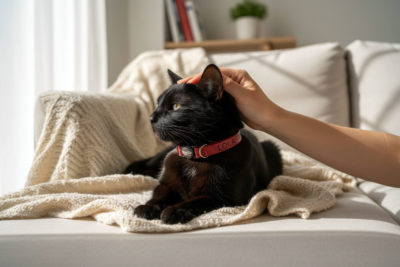 Coleira personalizada de couro para gatos vermelha - Imagem 6