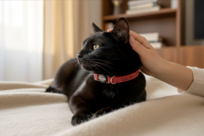 Coleira personalizada de couro para gatos vermelha - Imagem 5