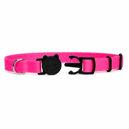Coleira Para Gato Elástica Com Fecho Anti Enforcamento Rosa neon