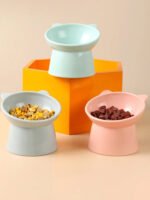 Comedouro e Bebedouro para Gatos Elevado e Ergonômico rosa - Imagem 2