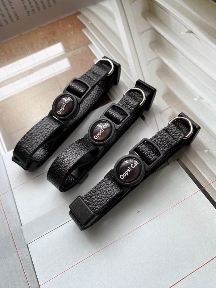 Coleira de Gato Anti Enforcamento Breakaway c/ Identificação nome e telefone Oops! Cat 9 coleira couro gato